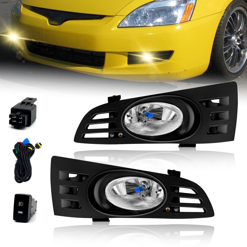 Fog Lights Compatible with 2003 2004 2005 Honda Accord 2 Door Coupe A Pair Of Driving Fog Lights With Wiring HarnessClear Lens