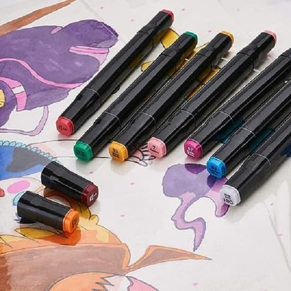 ZUNBELLA sketch colour, sketch pen set for kids, colors set for kids, calligraphy pens, marker pens, sketching kit, art supplies for artist, brush pens 48 shades, coloured pens, drawing materials, 659 - Image 3