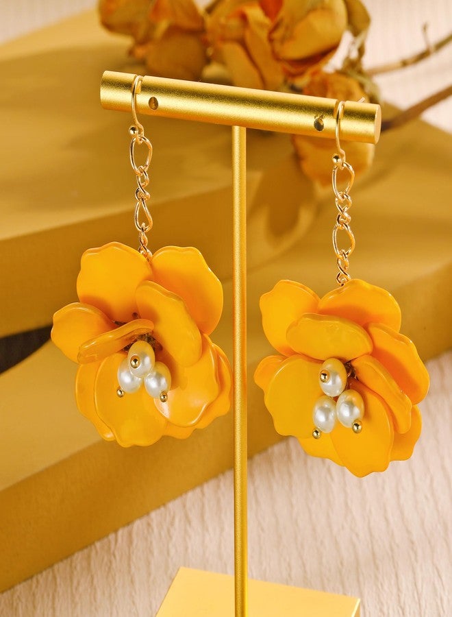 بوكار قلادة بوكار الزهرية، طقم قلادات وأقراط صيفية أنيقة للنساء، هدية مثالية لحفلات المجوهرات النسائية (NK-10735-Yellow-set) - Image 4