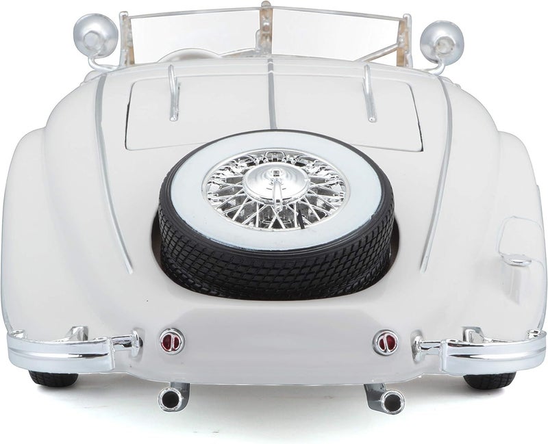 Magicwand® Die-Cast Zinc Alloy 1:24 Scale 1936 Merrc-Bennz Classic Large with 4 Openable Doors,Lights & Music & Working Steering【White】【Pack of 1】 - Image 4