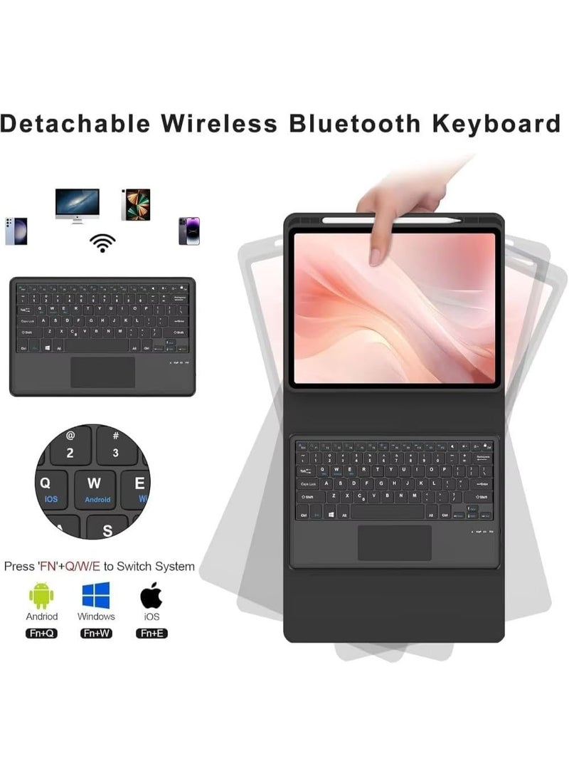Muzz Designed Touch for Redmi Pad 2 Pro 12.1-inch 2024 Keyboard Case Detachable Wireless Bluetooth Multi-Touch Touchpad  Ultra-thin Multi-Angle Bracket Magnetic Case with Pen Holder Redmi Pad 2 Pro - Image 2