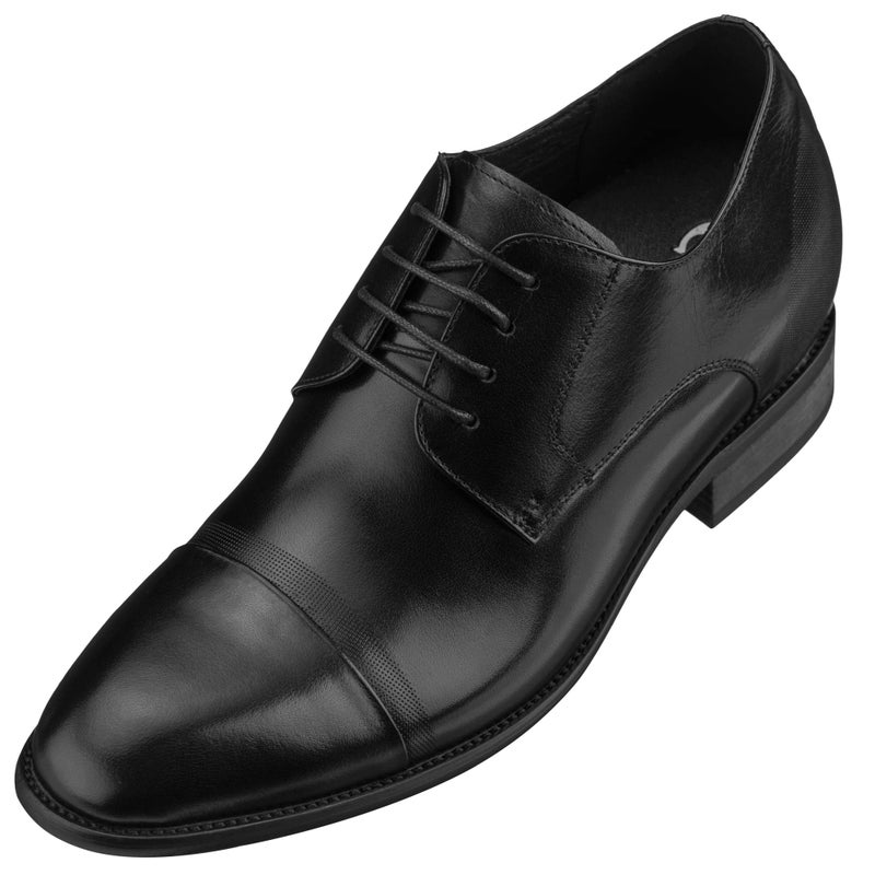 CALTO Mens Invisible Height Increasing Elevator Shoes Black Premium Leather Laceup Formal Oxfords 3 Inches Taller Y1004 Size 10 DM US