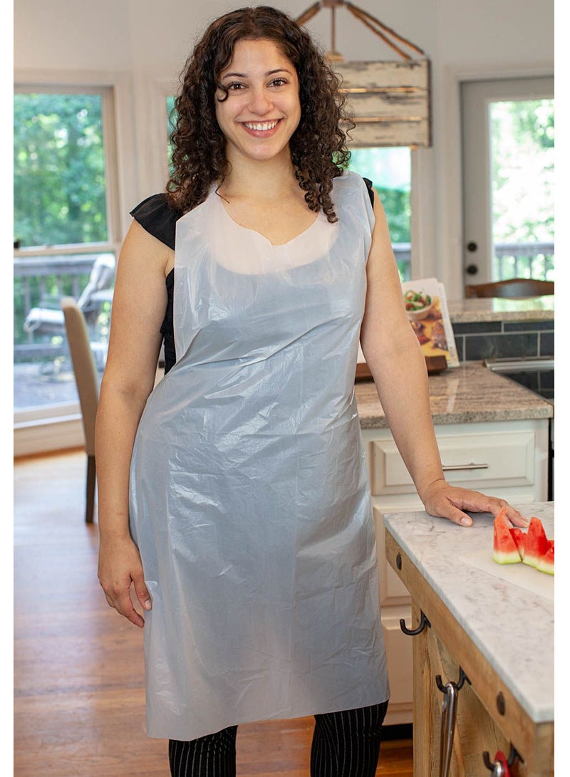 Gesalife 100 Pcs Large Size Disposable Plastic Aprons – Premium White HDPE Apron 75x135cm, Waterproof & Durable – For Restaurant, Catering, Salon, Hospital, Cleaning, Medical & Food Handling  - Image 2