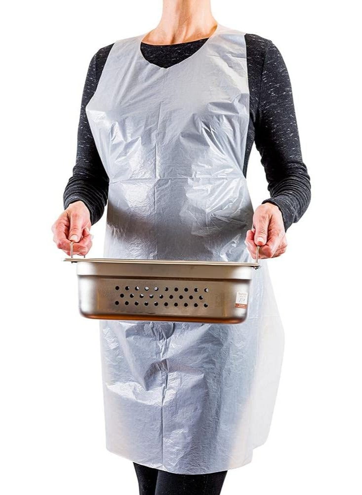 Gesalife 100 Pcs Large Size Disposable Plastic Aprons – Premium White HDPE Apron 75x135cm, Waterproof & Durable – For Restaurant, Catering, Salon, Hospital, Cleaning, Medical & Food Handling  - Image 3
