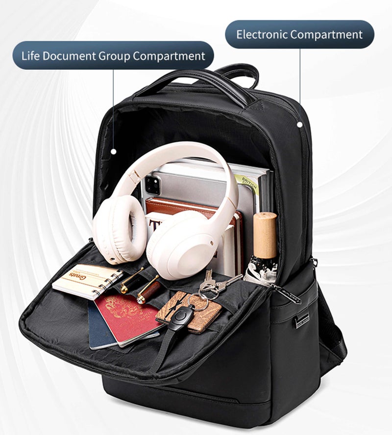 ARCTIC HUNTER Unisex Slim Laptop Backpack Water Resistant Anti-Theft Daypack for Business Casual Travel College for Men Women, B00872, Black - Image 3