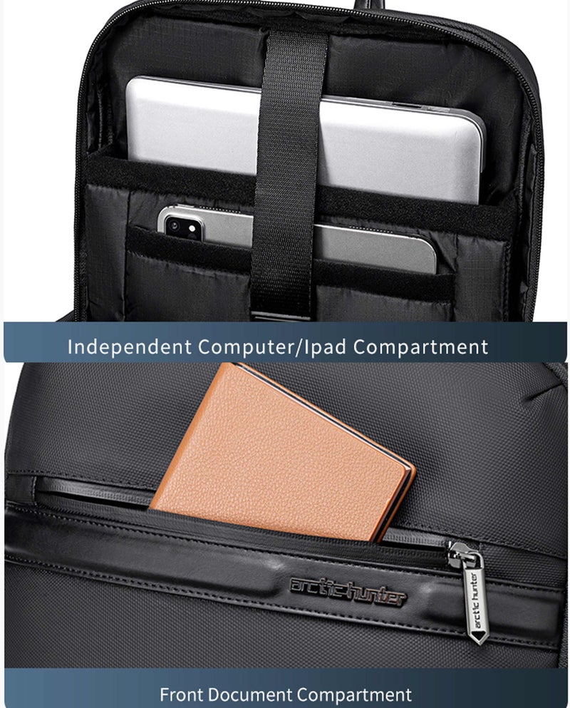 ARCTIC HUNTER Unisex Slim Laptop Backpack Water Resistant Anti-Theft Daypack for Business Casual Travel College for Men Women, B00872, Black - Image 4