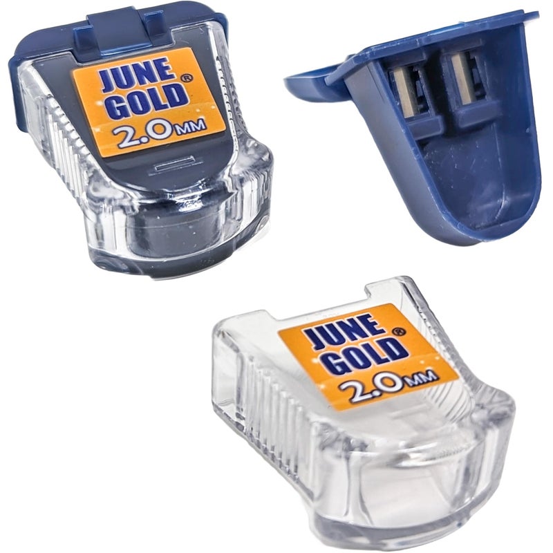 June Gold 2.0 mm Sharpener for Graphite or Color Leads, Self-Contained Shavings, Portable (2 Pack) - Image 1