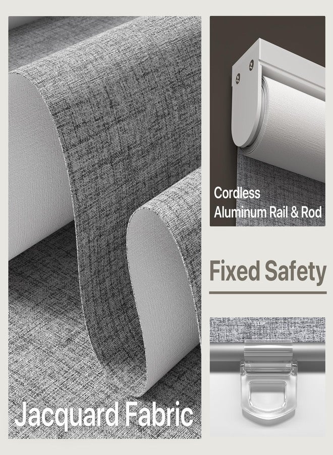 GENIMO 100% Blackout Roller Window Shades, Window Blinds Cordless with Thermal Insulated, UV Protection Fabric, Mini French Door Blinds for Home, Office, Bedroom, Easy to Install, Grey, 20" W X 75" H - Image 5