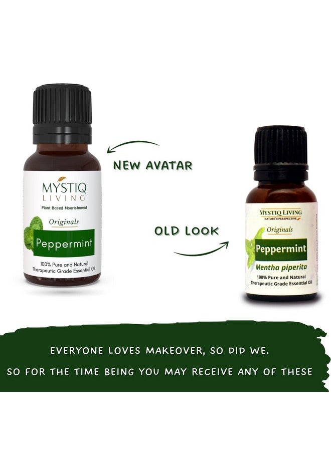 MYSTIQ LIVING - Peppermint Essential Oil For Hair Growth, Skin, Face, Cold, Congestion- 15Ml | 100% Pure, Natural, Undiluted & Therapeutic Grade - Image 1