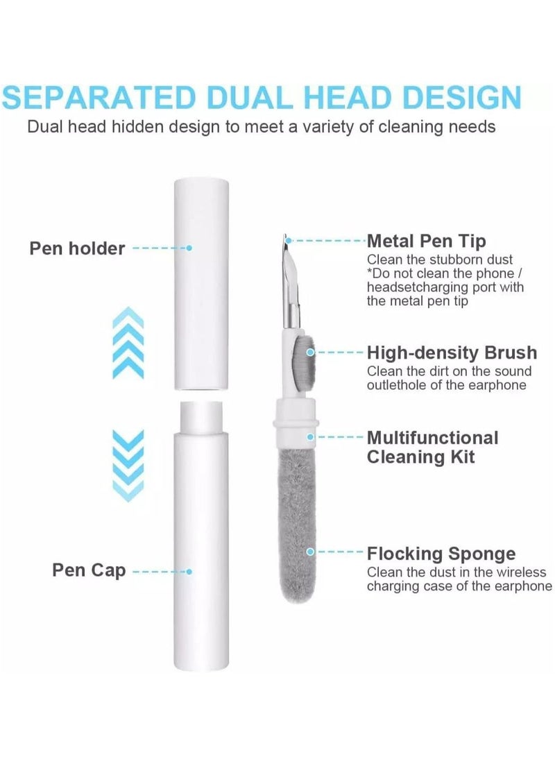 مجموعة تنظيف سماعات ايربودز، مجموعة تنظيف سماعات ايربودز برو 1 2 3، قلم تنظيف متعدد الوظائف 4 في 1 مع فرشاة ناعمة واسفنجة متدفقة، مناسبة لسماعات البلوتوث وصندوق الشحن والجوال والكاميرا - Image 2