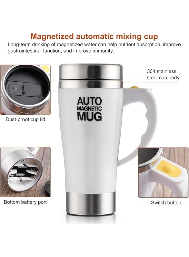 NB Self Stirring Coffee Mug Stainless Steel Auto Magnetic Self Mixing Cup For Coffee Tea Cocoa And Milk 450ml White - Image 3