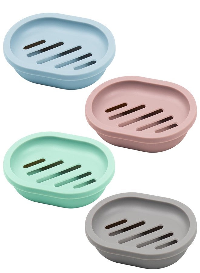 ELANE 4PCS Shower Soap Holder,Soap Dish with Drainage, Plastic Soap Box,Bar Soap Holder for Shower Bathroom Kitchen - Image 1