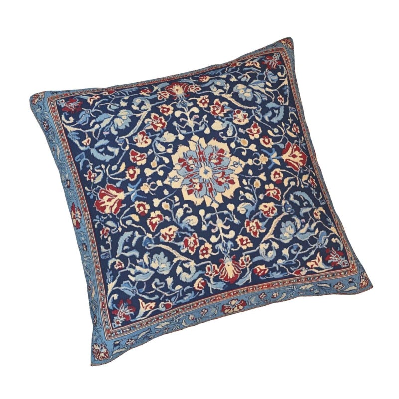 Droerfes Vintage Blue Floral Throw Pillow Covers Set of 2 Couch Pillow Case Decoration Cushion Covers for Sofa Home Living Room Bedroom Outdoor 18X18 Inch - Image 4