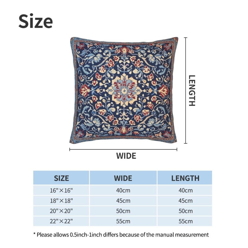 Droerfes Vintage Blue Floral Throw Pillow Covers Set of 2 Couch Pillow Case Decoration Cushion Covers for Sofa Home Living Room Bedroom Outdoor 18X18 Inch - Image 3