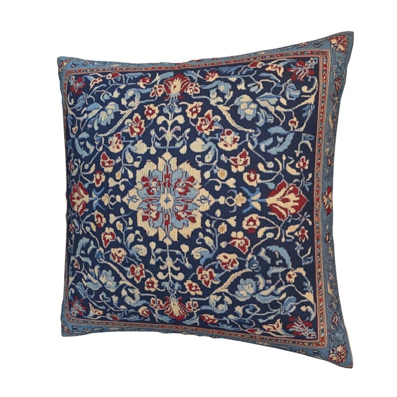 Droerfes Vintage Blue Floral Throw Pillow Covers Set of 2 Couch Pillow Case Decoration Cushion Covers for Sofa Home Living Room Bedroom Outdoor 18X18 Inch - Image 5