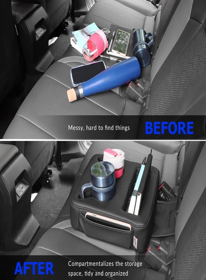 MARCHFA منظم مقعد السيارة من مارشفا - أسود، ملحقات مقعد السيارة الخلفي العالمية مع حاملين للأكواب - Image 2