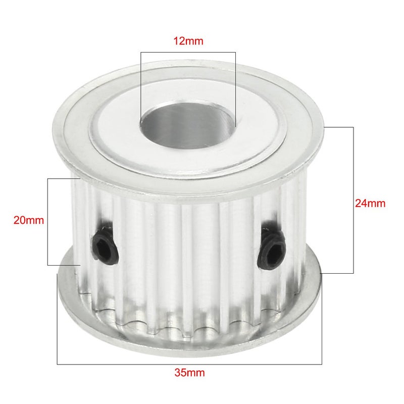 uxcell Aluminum 20 Teeth 12mm Bore 5mm Pitch Timing Belt Pulley for 20mm Belt - Image 5
