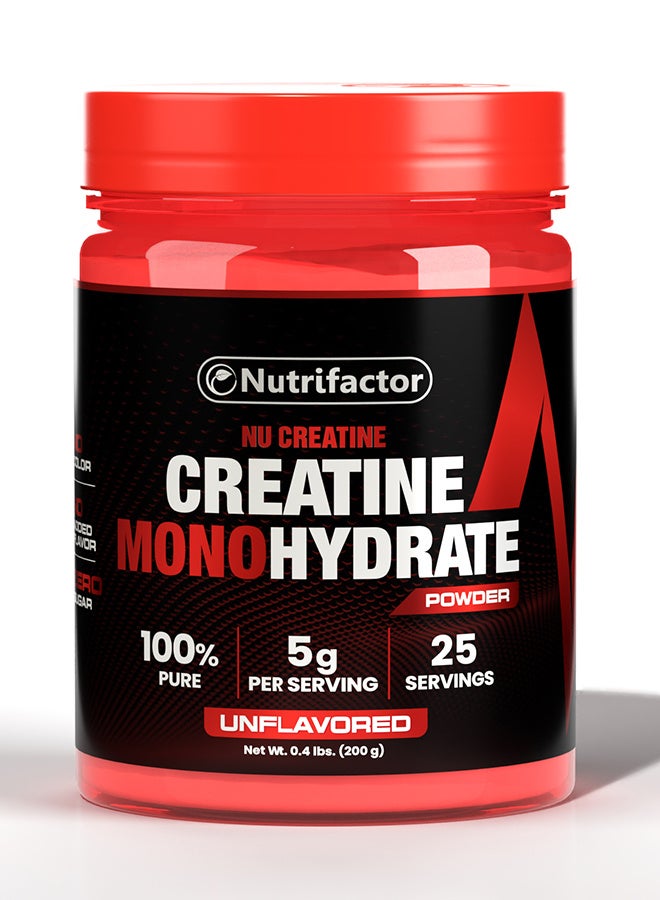 Nutrifactor Nu Creatine – Creatine Monohydrate Powder 5g Per Serving – Supports Strength, Power, Endurance & Workout Performance – 200g - Image 1