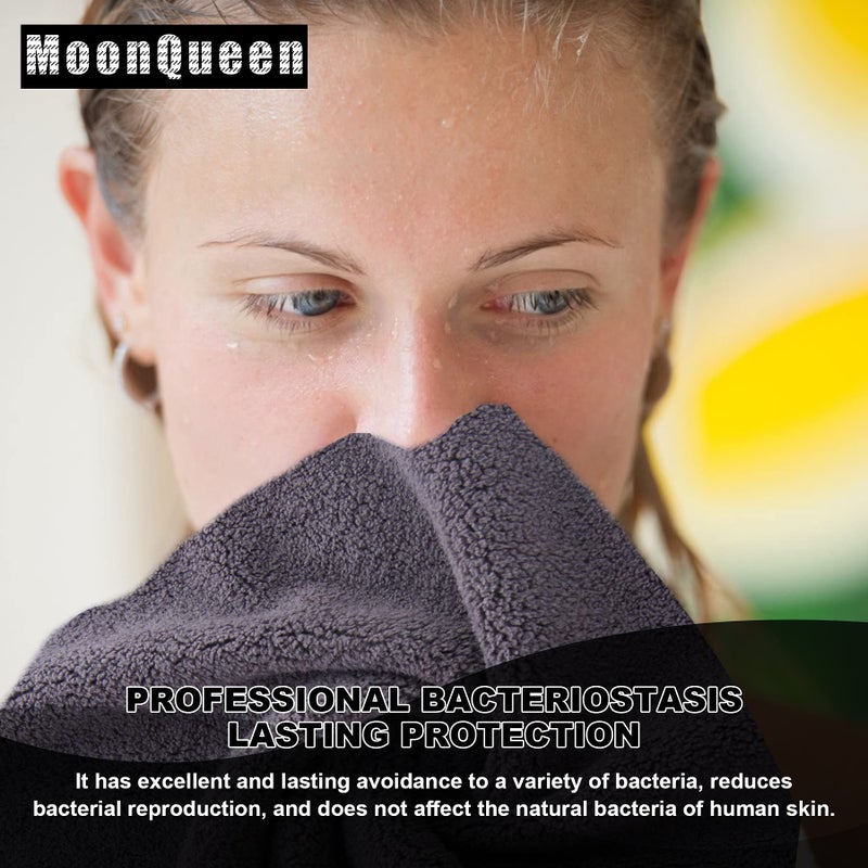 MOONQUEEN Microfiber Facial Cloths Fast Drying Washcloth 12 Pack - Premium Soft Makeup Remover Cloths - Grey - Image 5