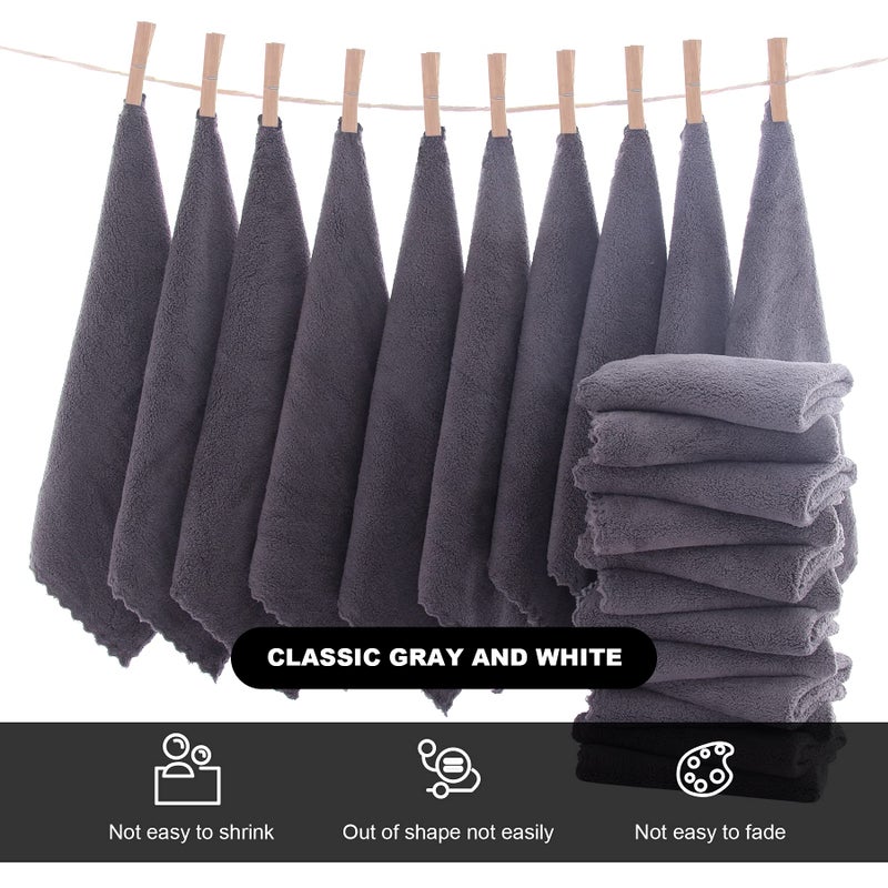 MOONQUEEN Microfiber Facial Cloths Fast Drying Washcloth 12 Pack - Premium Soft Makeup Remover Cloths - Grey - Image 3