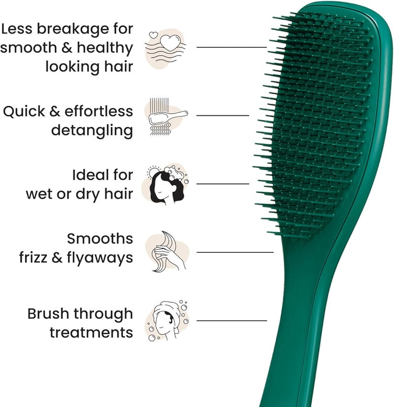 TANGLE TEEZER The Ultimate Detangler Hairbrush | For Wet & Dry Hair | Detangles All Hair Types | Reduces Breakage, Eliminates Knots | Two-Tiered Teeth & Comfortable Handle |Green Jungle - Image 4