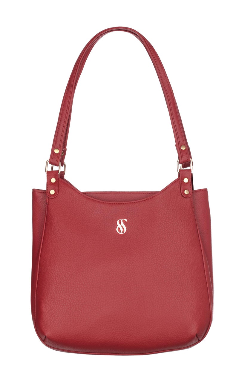 Fostelo Women's Blossom Luxe Satchel Tote Handbag for Women | Ladies Purse | Stylish Shoulder Bag | Gift For Women | Maroon - Image 2