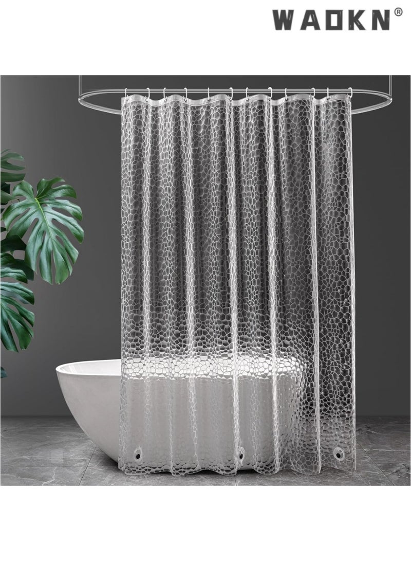 WAOKN EVA Clear Shower Curtain Liner, 72x72Inch Lightweight Plastic Bathroom Shower Showroom Inner Curtain with Rustproof Metal Grommets and Weighted Magnets (1, Clear, 72x72 Inch/180X180CM)  - Image 1