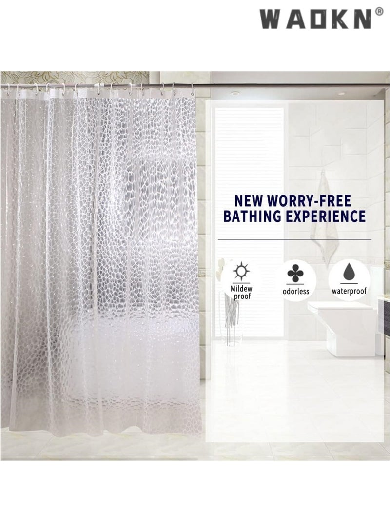 WAOKN EVA Clear Shower Curtain Liner, 72x72Inch Lightweight Plastic Bathroom Shower Showroom Inner Curtain with Rustproof Metal Grommets and Weighted Magnets (1, Clear, 72x72 Inch/180X180CM)  - Image 4