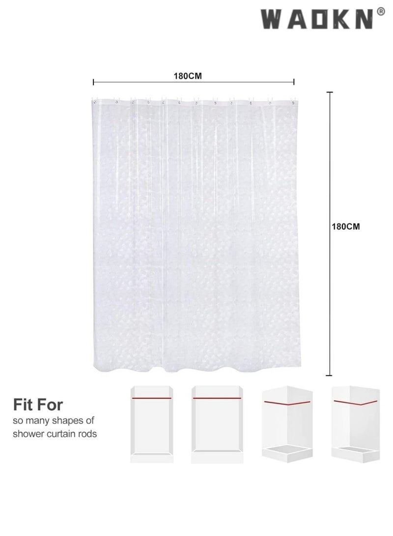 WAOKN EVA Clear Shower Curtain Liner, 72x72Inch Lightweight Plastic Bathroom Shower Showroom Inner Curtain with Rustproof Metal Grommets and Weighted Magnets (1, Clear, 72x72 Inch/180X180CM)  - Image 2