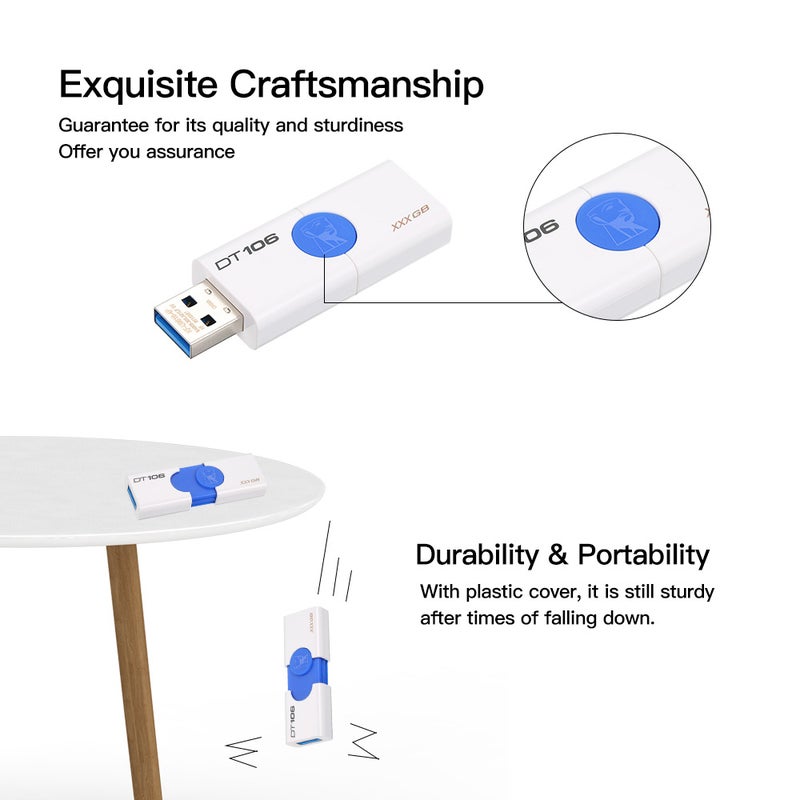 كينغستون فلاش درايف عالي السرعة بمنفذ USB وذاكرة تخزين سعة 128 جيجابايت - Image 4