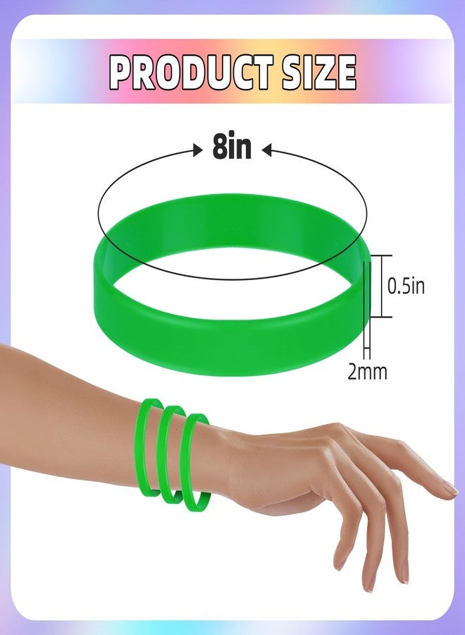 MATEPLUS 50pcs Rubber Wristbands, Green Plain Silicone Bracelets, Stretch Unisex Bracelet Kit For Men Women Teens-Green - Image 3