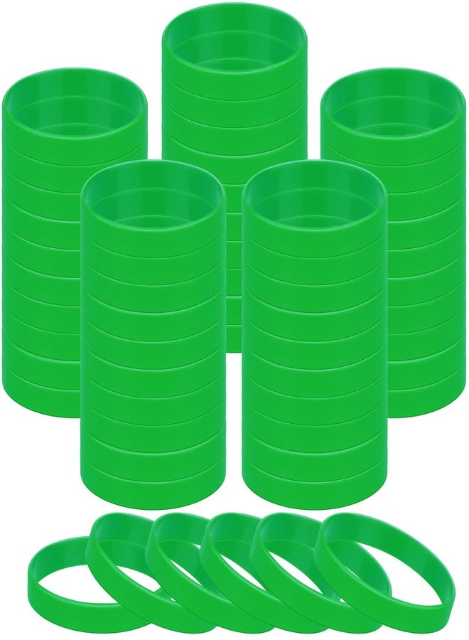 MATEPLUS 50pcs Rubber Wristbands, Green Plain Silicone Bracelets, Stretch Unisex Bracelet Kit For Men Women Teens-Green - Image 1