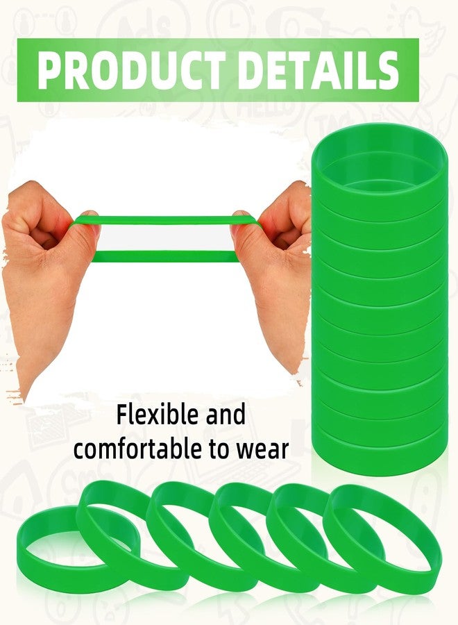 MATEPLUS 50pcs Rubber Wristbands, Green Plain Silicone Bracelets, Stretch Unisex Bracelet Kit For Men Women Teens-Green - Image 2