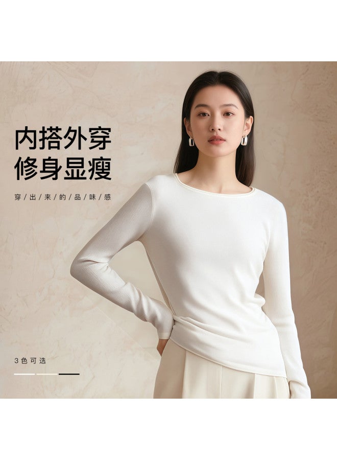 Fenton تي شيرت نسائي أساسي بأكمام طويلة ذات لون صلب بتصميم بسيط وعالي الجودة - يمكن ارتداؤه كطبقة داخلية أو خارجية - Image 2