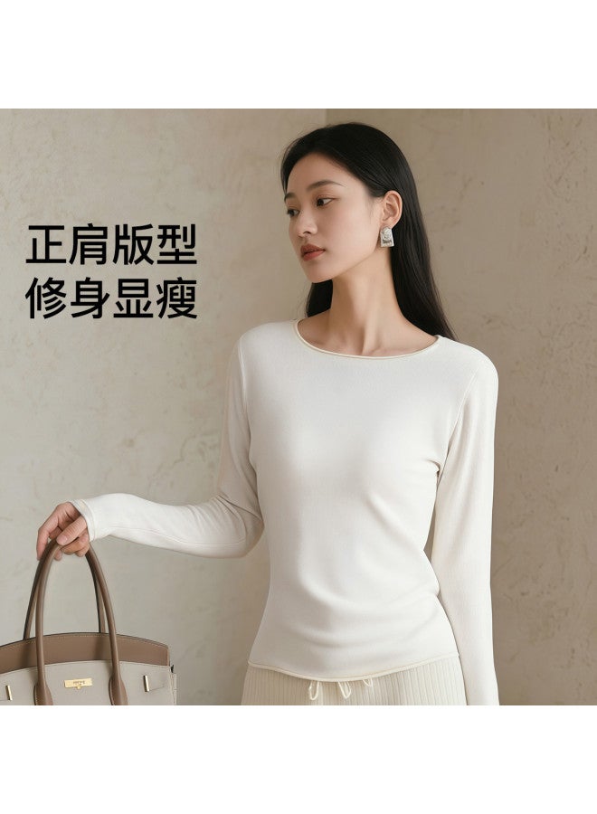 Fenton تي شيرت نسائي أساسي بأكمام طويلة ذات لون صلب بتصميم بسيط وعالي الجودة - يمكن ارتداؤه كطبقة داخلية أو خارجية - Image 4