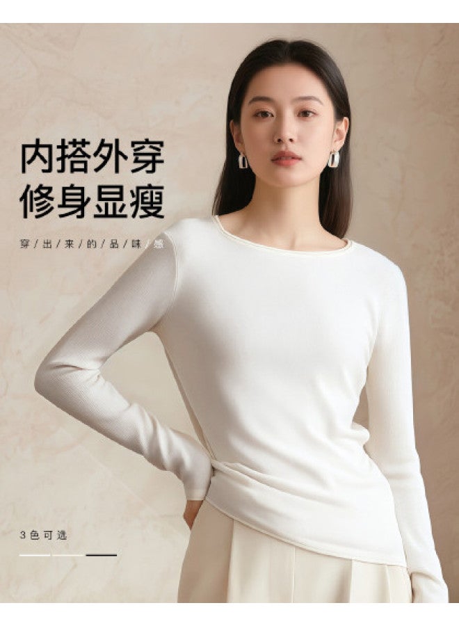 Fenton تي شيرت نسائي أساسي بأكمام طويلة ذات لون صلب بتصميم بسيط وعالي الجودة - يمكن ارتداؤه كطبقة داخلية أو خارجية - Image 1