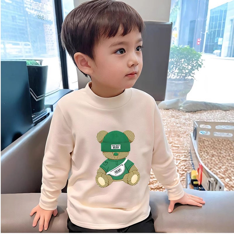 Spring Long-Sleeved T-Shirt For Middle And Big Boys And Girls De Rong Thin Top Long-Sleeved T-Shirt Children'S Base Shirt Trendy - Image 1