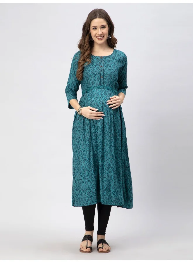 CEE 18 Women's Cotton Rayon A-Line Maternity Feeding Kurti with Zippers