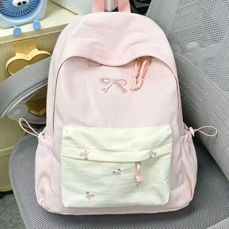 Cute Bowknot School Backpack for Teen Girls - Image 1