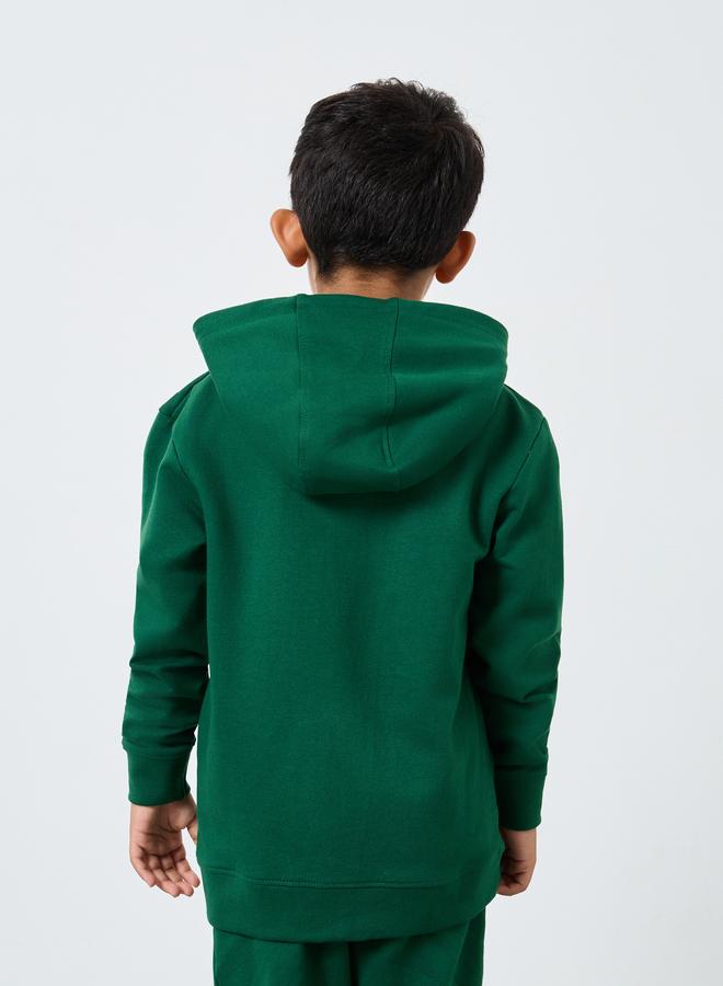 Styli Green Cotton Full Zip Hoodie With Pocket - Image 5