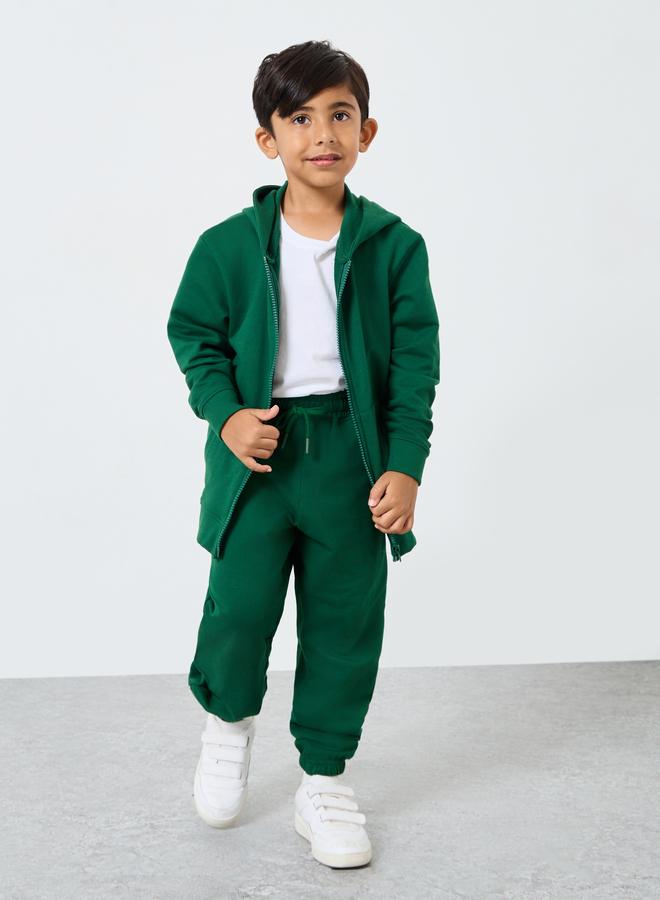 Styli Green Cotton Full Zip Hoodie With Pocket - Image 3