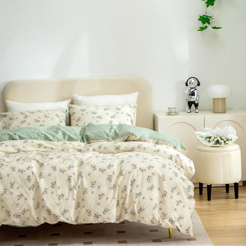 Jane yre Floral Duvet Cover Queen, Brushed Microfiber 3 Pieces Floral Bedding Set Queen, Garden Style Flower Pattern Flower Queen Duvet Cover, with Zipper Closure, Luxury Soft Breathable Comfy - Image 2