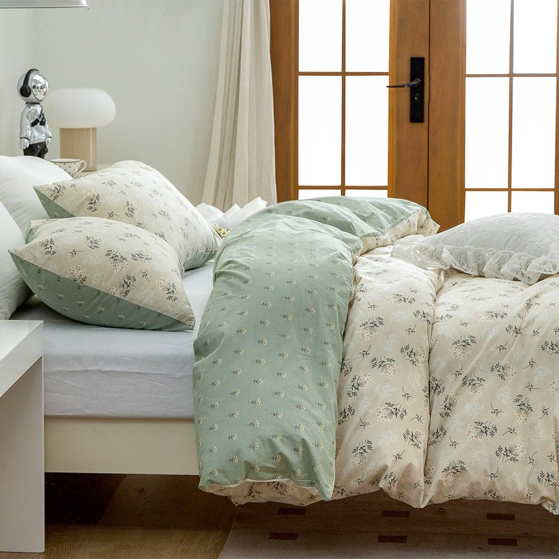 Jane yre Floral Duvet Cover Queen, Brushed Microfiber 3 Pieces Floral Bedding Set Queen, Garden Style Flower Pattern Flower Queen Duvet Cover, with Zipper Closure, Luxury Soft Breathable Comfy - Image 4
