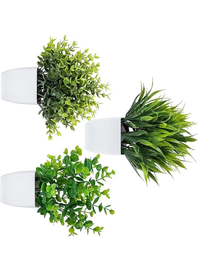 Dekorly Artificial Potted Plants, 3 Pack Artificial Plastic Eucalyptus Plants Small Indoor Potted Houseplants, Small Faux Plants For Home Decor Bathroom Office Farmhouse (Set 0F 3), White - Image 4