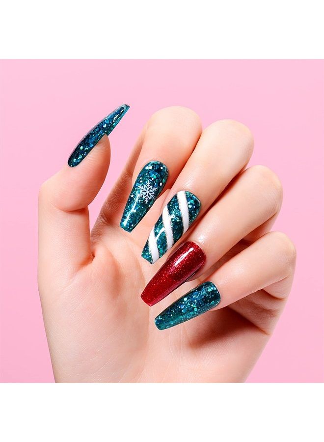 AIMEILI Soak Off U V LED Gel Nail Polish - Diamond Glitter Teal Blue Green (044) 10ml - Image 3