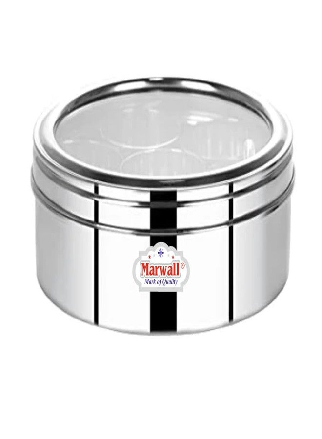 MARWALL Stainless Steel Spice Box, 7 Compartment Masala Dabba with Transparent Lid - Image 2