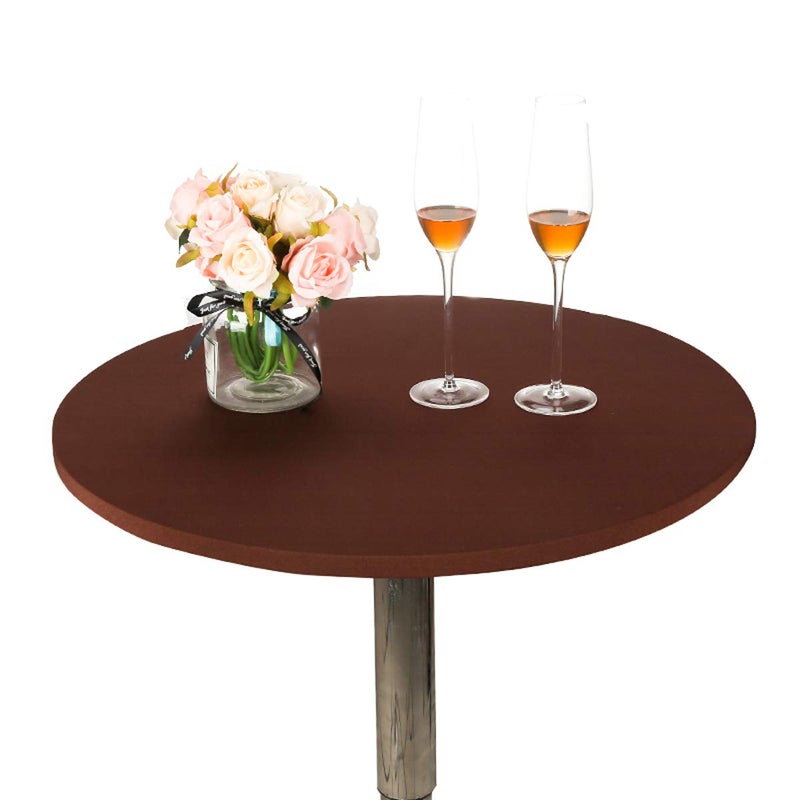 JISEN JISEN Cocktail Spandex Round Tablecloth Fitted Stretchable Table Cap 24 Inch ABrown