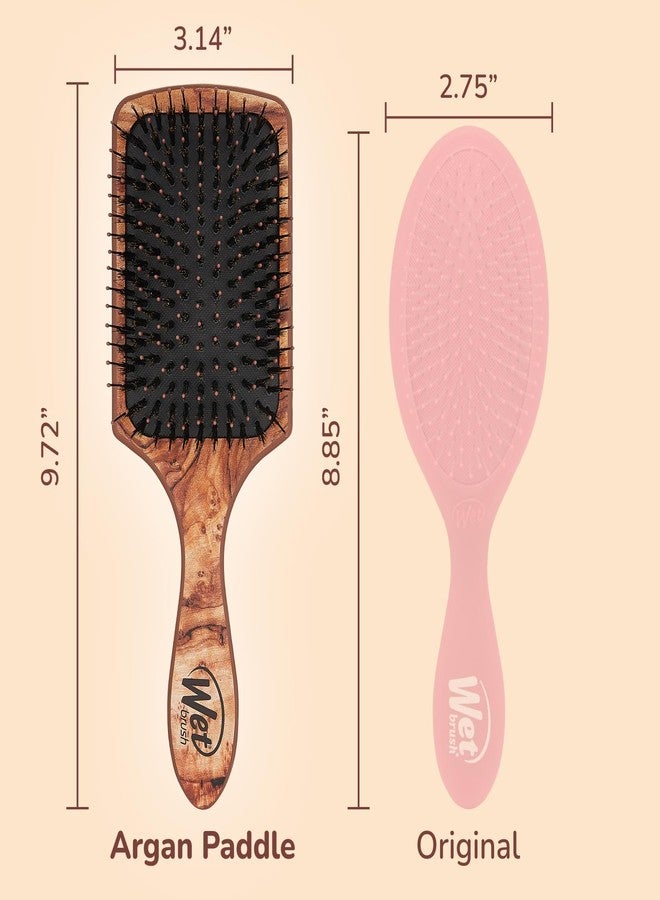 Wet Brush Paddle Hair Brush,Traditional Wood-Ultra-Soft IntelliFlexDetangling Bristles with AquaVentDesignForSpreading HairTreatmentsEvenly-Pain-Free Hair Brush For Women & Men,Shine Traditional Wood - Image 4