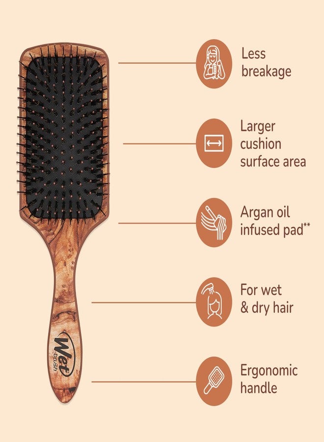 Wet Brush Paddle Hair Brush,Traditional Wood-Ultra-Soft IntelliFlexDetangling Bristles with AquaVentDesignForSpreading HairTreatmentsEvenly-Pain-Free Hair Brush For Women & Men,Shine Traditional Wood - Image 3