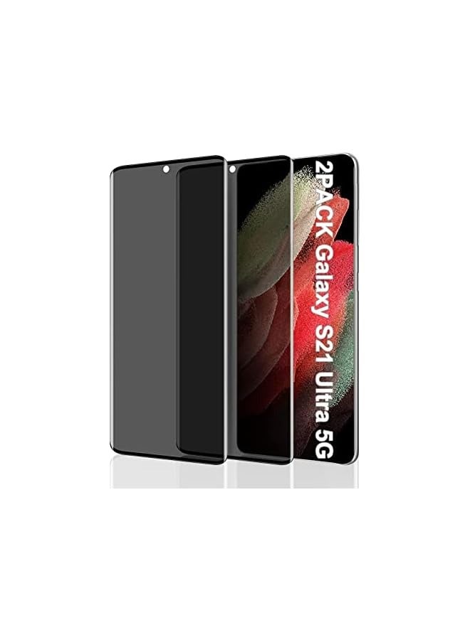 PROMASS 2PACK Galaxy S21 ultra Privacy Screen Protector Tempered Glass Anti-Spy 9H Hardness HD Tempered Glass Black Film privacy screen S21 for Galaxy S21 Ultra 6.8" 3D Full coverage Anti-Scratch - Image 1